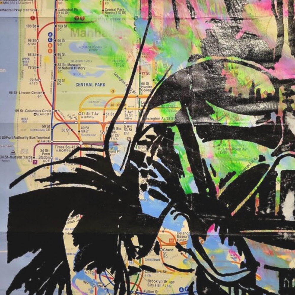 Handpainted Star Wars Darth Vader Unique Acrylic Art painting on NYC Subway Map - Picture 6 of 7